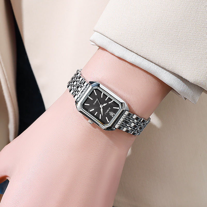 Fashion Simple Square Steel Strap Woman's Watch