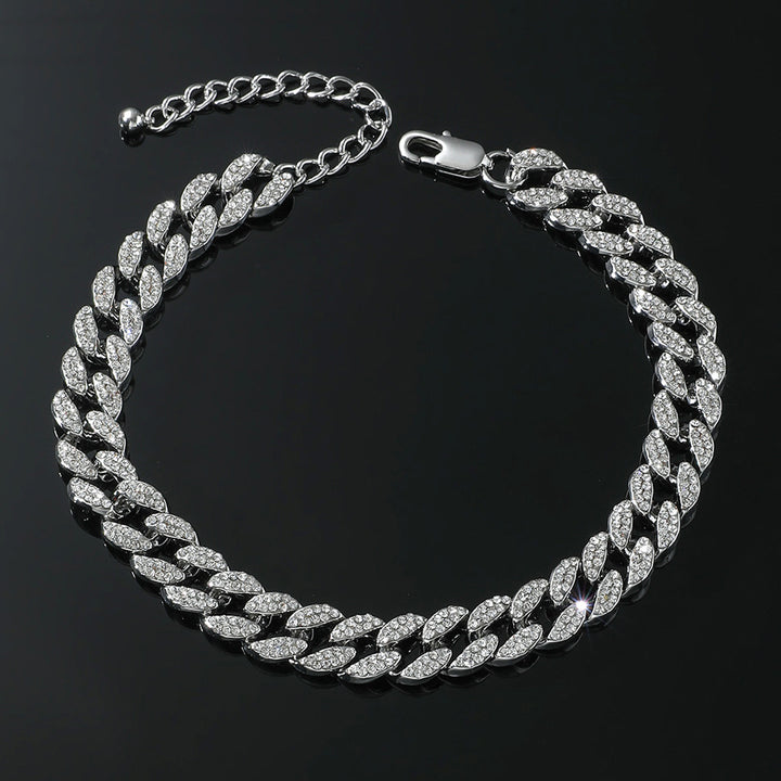 Male Creative Versatile Full Diamond Cuban Chain Foot Chain