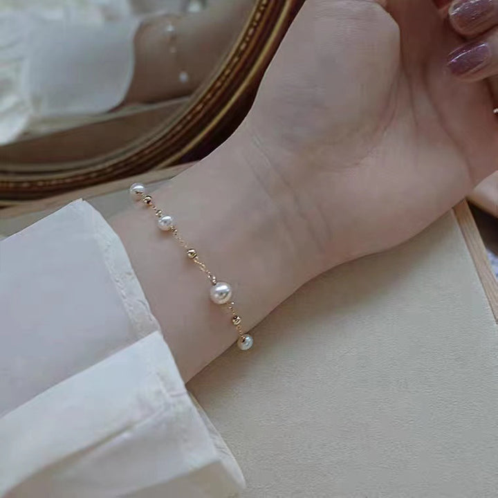 18k Gold Star Pearl Bracelet