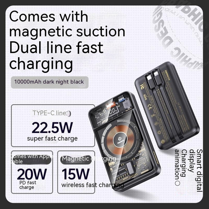 With Cable Magnetic Suction Wireless Charger Large Capacity Portable Power