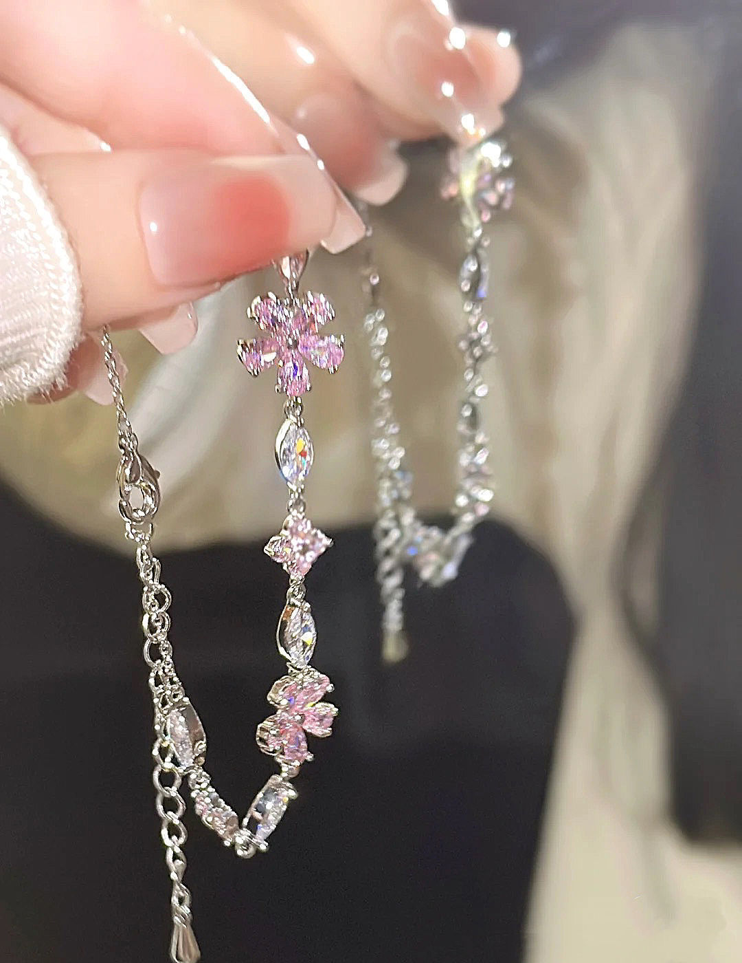 Bracelet en cristal de fleur de cerisier pour femmes