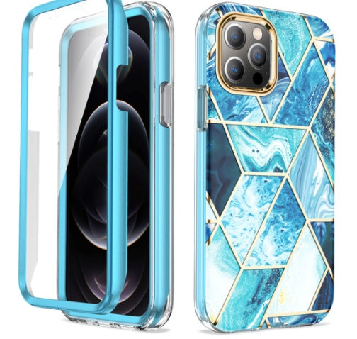 Electroplating Grid Marble IMD Process Suitable For The New 12 Two-in-one Three-proof Mobile Phone Case