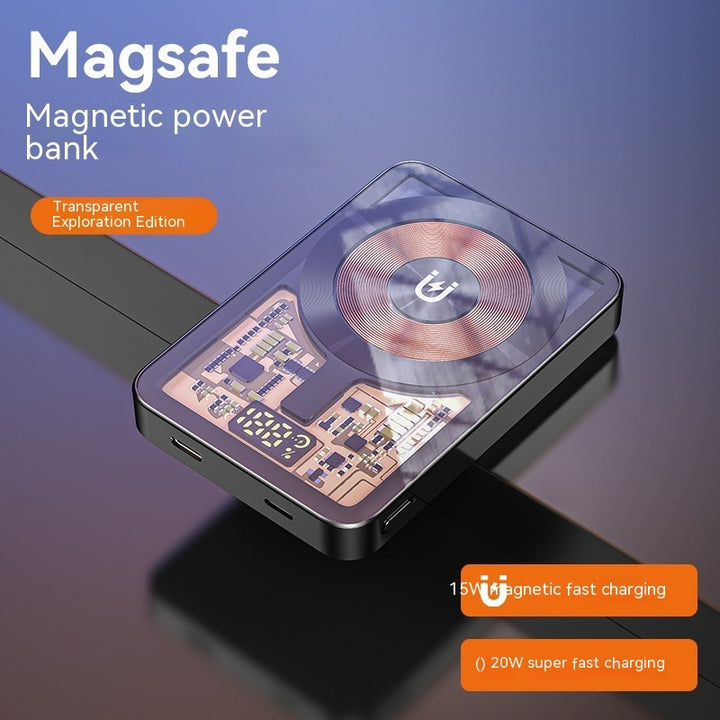 Banca de energie wireless magnetică încărcare rapidă 20W Corp transparent