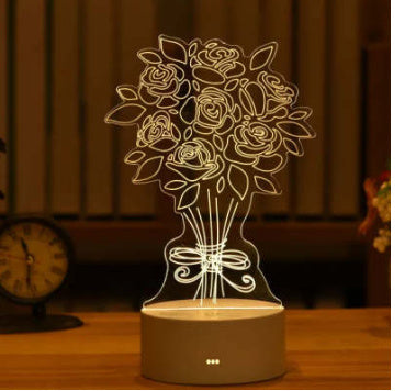 3D lampa aicrileach USB Soilse oíche faoi stiúir comhartha neon lampa xmas maisiúcháin bhaile le haghaidh decor seomra bronntanais lae valentines