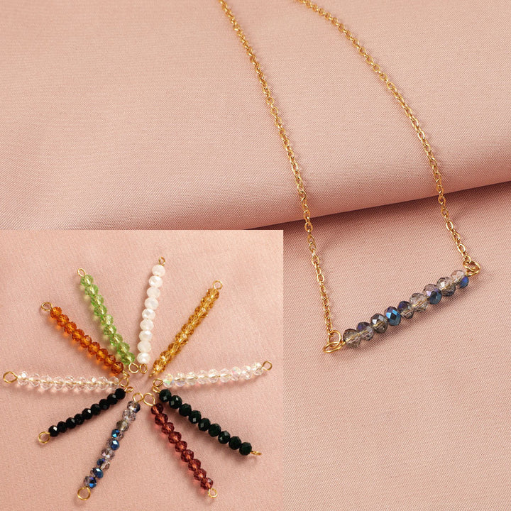 4mm Glass Stone Necklace Stainless Steel Chain