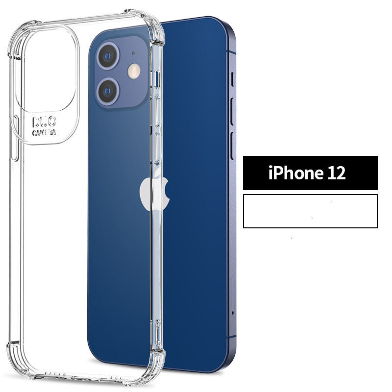 متوافق مع هاتف Apple، متوافق مع هاتف Apple، جراب iPhone 12 من السيليكون المضاد للسقوط شفاف