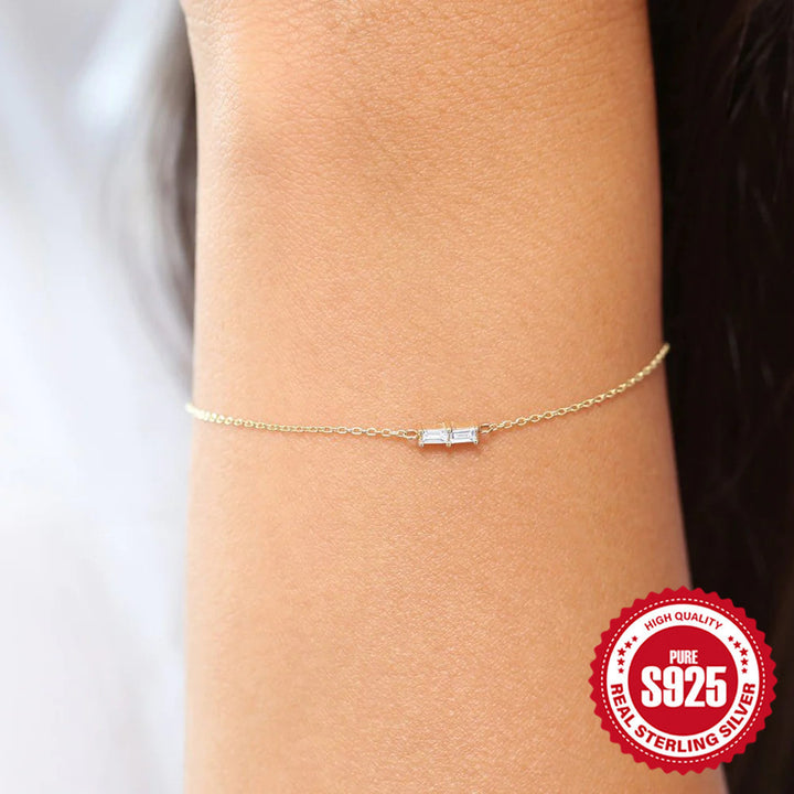 S925 Bracelet pour femmes en argent sterling micro zircon incrusté simple