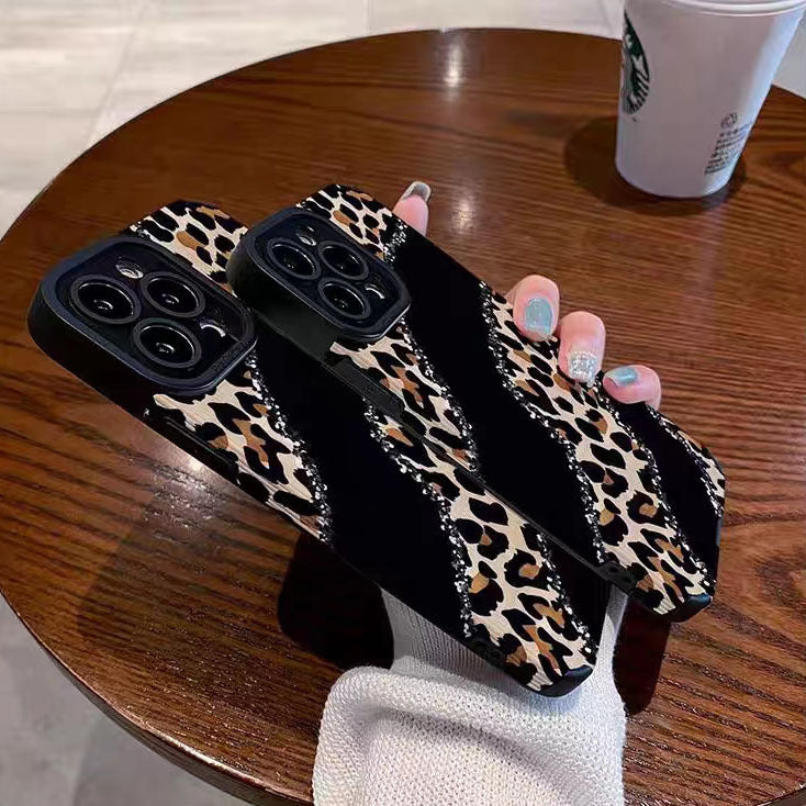 Carcasă de telefon cu rezistență verticală cu leopard de nișă