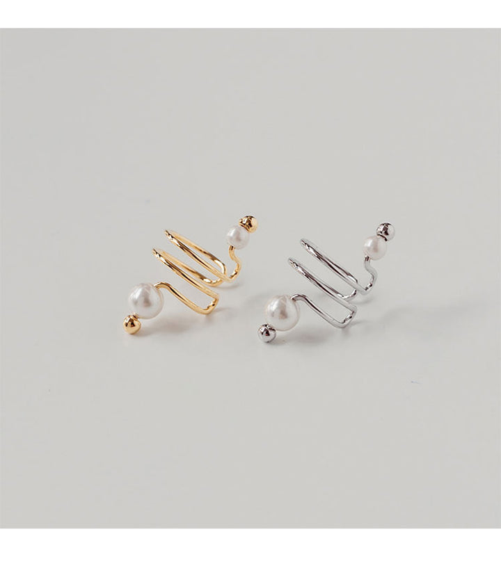Minimalistische lijn Pearl Oor Bone Clip Design Pearl -oorbellen