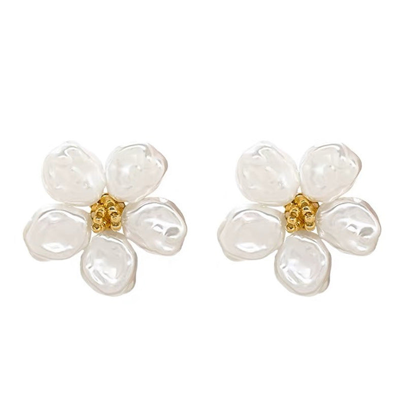 Cercei de perle cu flori baroce de modă pentru femei