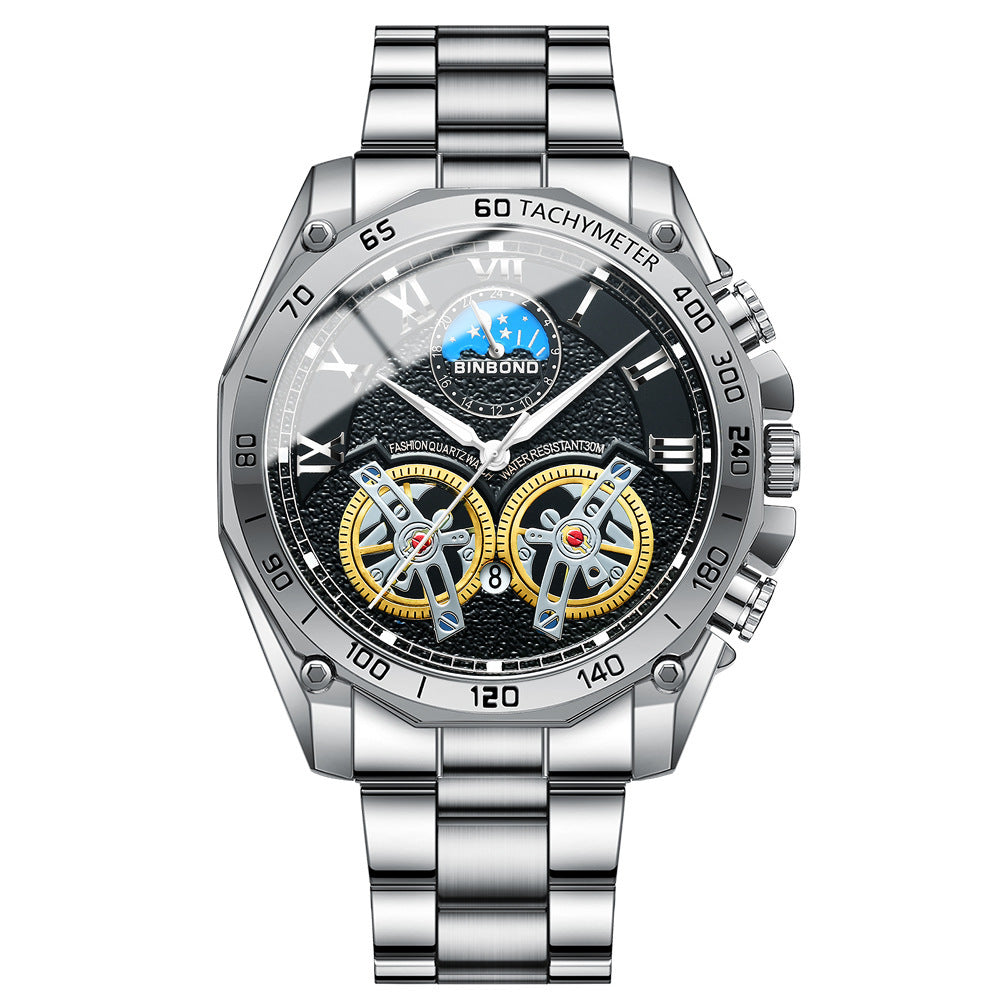 Double Men's niet-volledig automatische machine holle mechanisch horloge multifunction