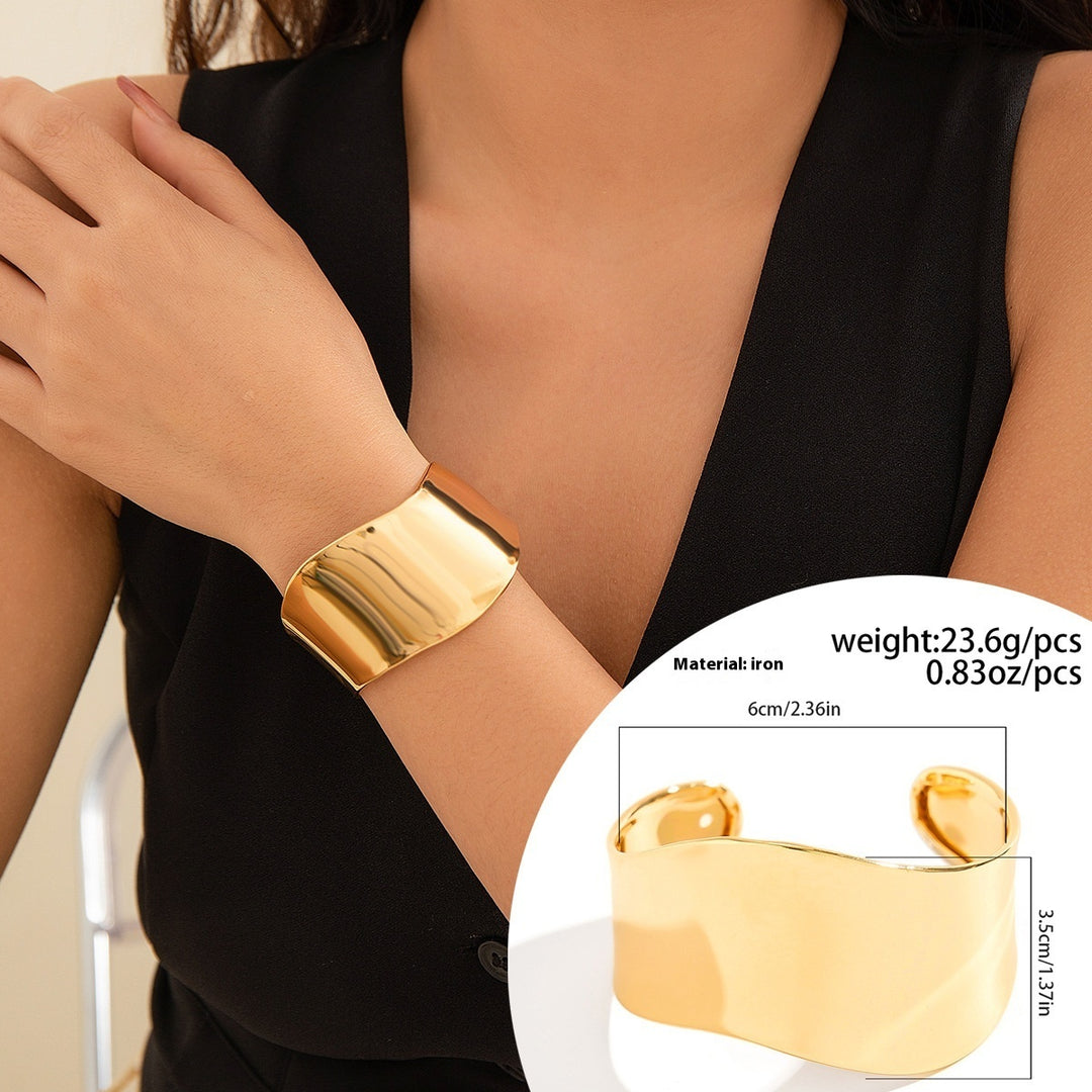 Irregular With Personality Glossy Alloy Wide Bracelet