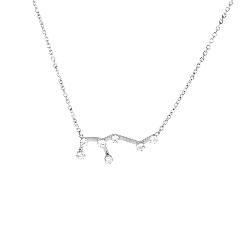 Diamond Guard Titanium Steel Clavicle Chain Twelve Constellations Colar