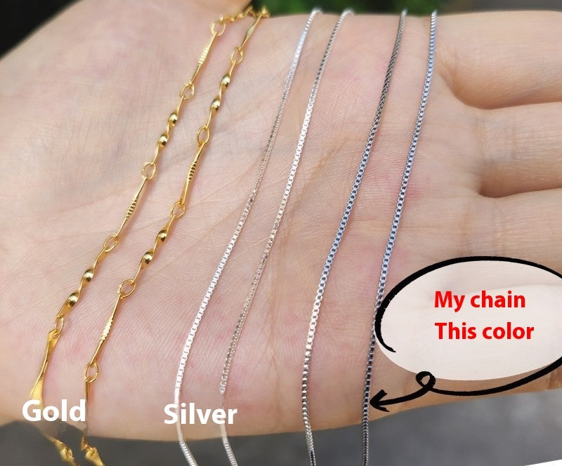 Bærbare perler kjede nålkors kobber sølvbelagt halskjede