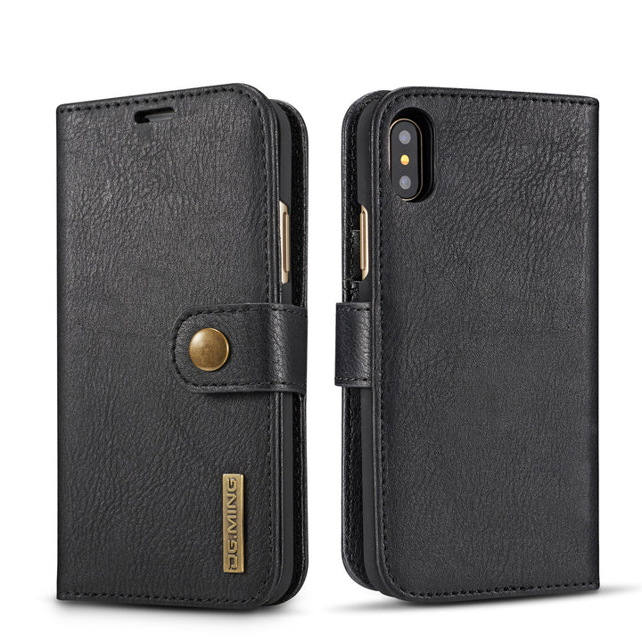 Cowhide Two-fold Split Adsorption Mobile Phone Leather Case