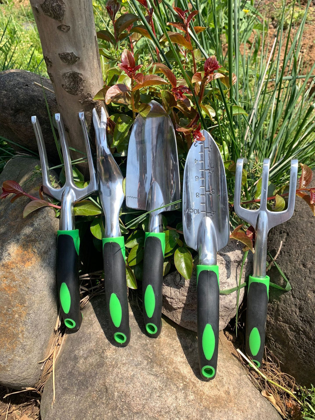 Gartenbedarf 9-teiliger Aluminium-Legierungs-Set, Silikon-Schaufel-Gartenwerkzeuge mit Silikon.