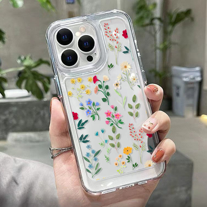 アンティークの花の透明な電話ケース