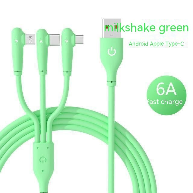 6A Super Fast Charge One-T-Three Cable Data Data Cable