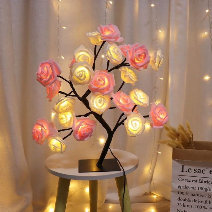 Decoración de la lámpara del árbol de rosa de la habitación del dormitorio