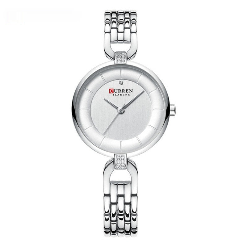 Moda Women's Rhinestone Watch de cuarzo impermeable.