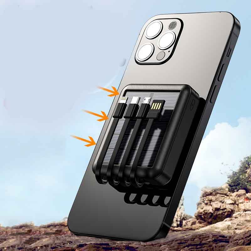 Mini Portable Power Bank With Solar Cable