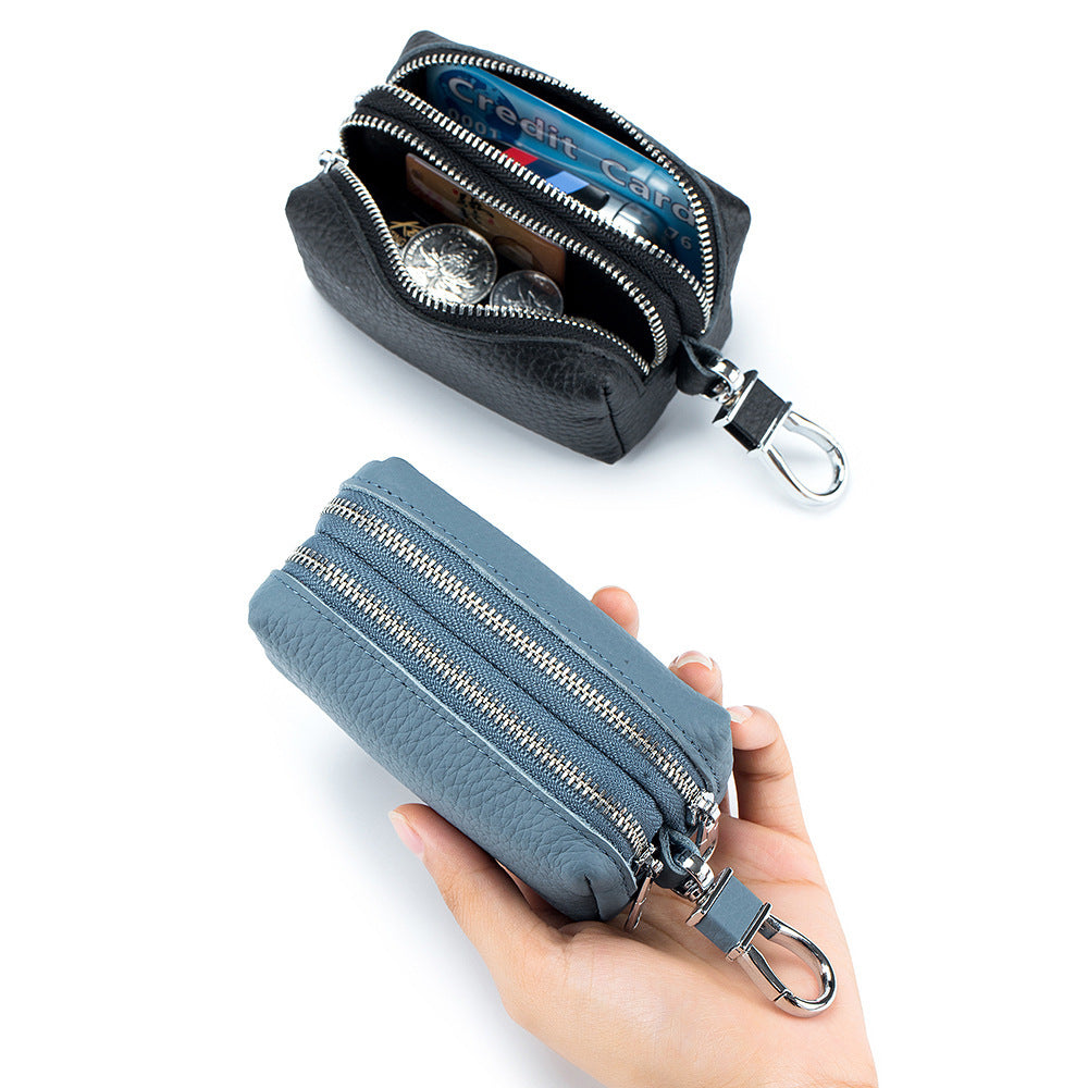 Case clé de grande capacité Double-couche Soft Men's Multifonctional Coin Purse