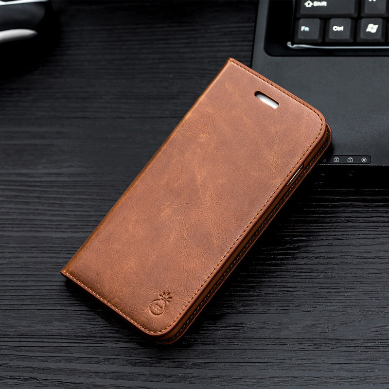 Flip Phone Case Leather Case Sterke magneet om echt leer aan te trekken