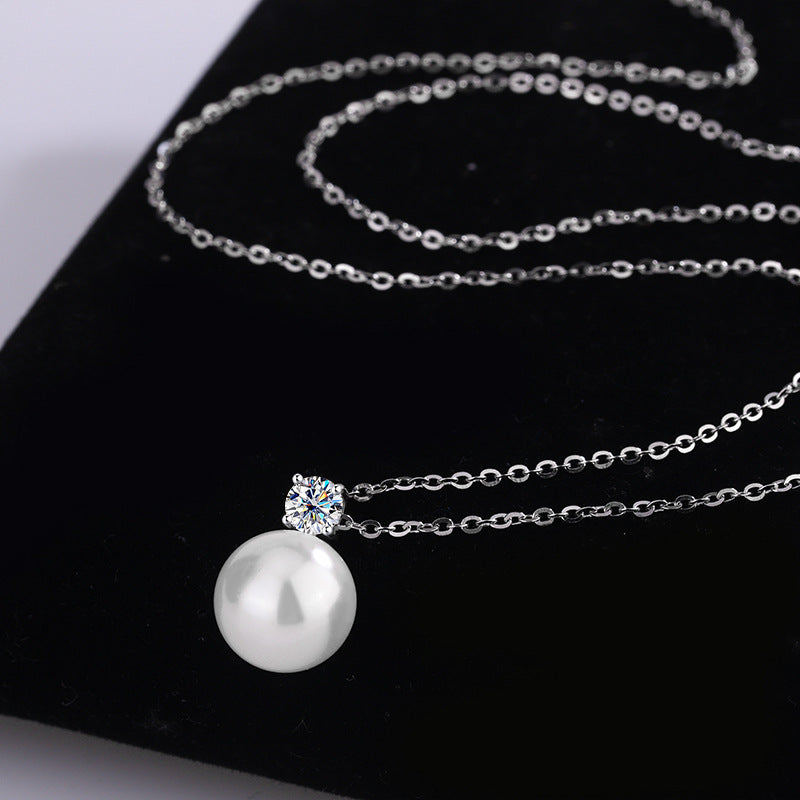 Collana di perla lussuosa classica in argento sterling.