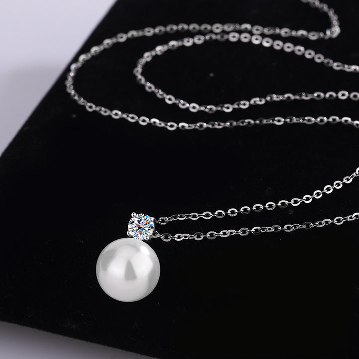 S925 Sterling Silver Classic Light Light Luxy Colier de perle