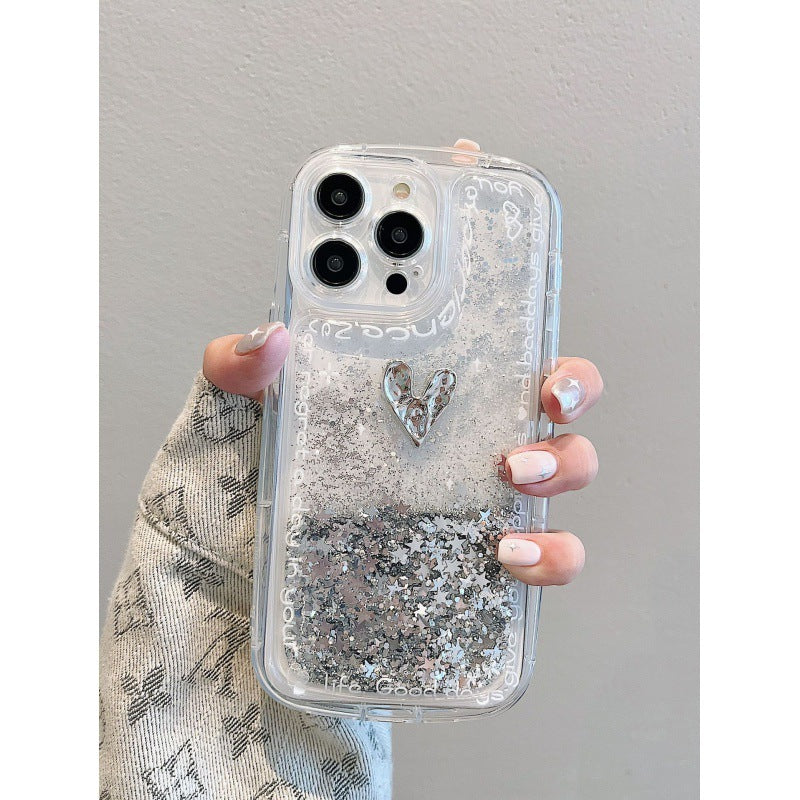 Silver Love Quicksand Shell Suitable For Phone Case