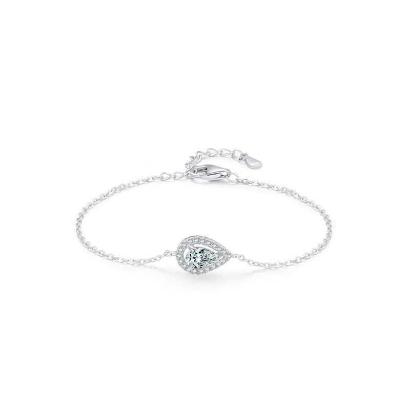 S925 Sterling Silver Drop-shaped Simulated Diamond Bracelet