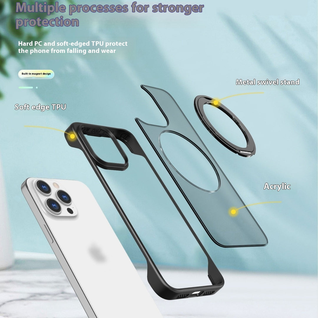 Magnetic Phone Case Rotating Bracket Frosted Frameless Protective Cover