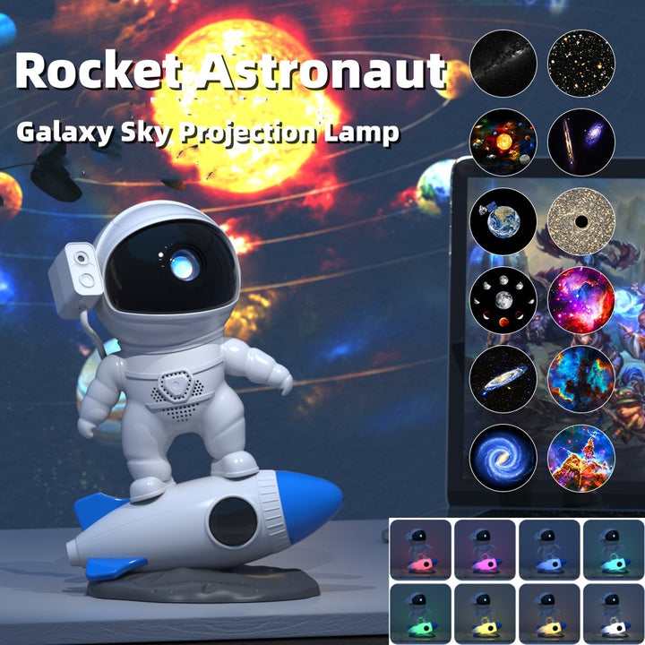 Rocket Astronaut Galaxy Starry Sky Sky Teilgeoir Deasc Lampa