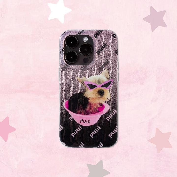 Pet Gradient Cute Little Dog Funny Phone Case