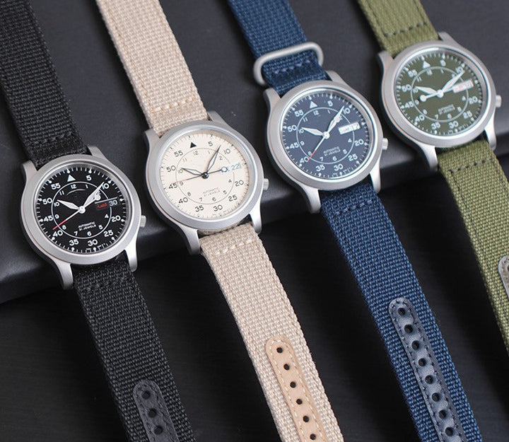 Sangle en nylon en alliage pour hommes montre à trois broches