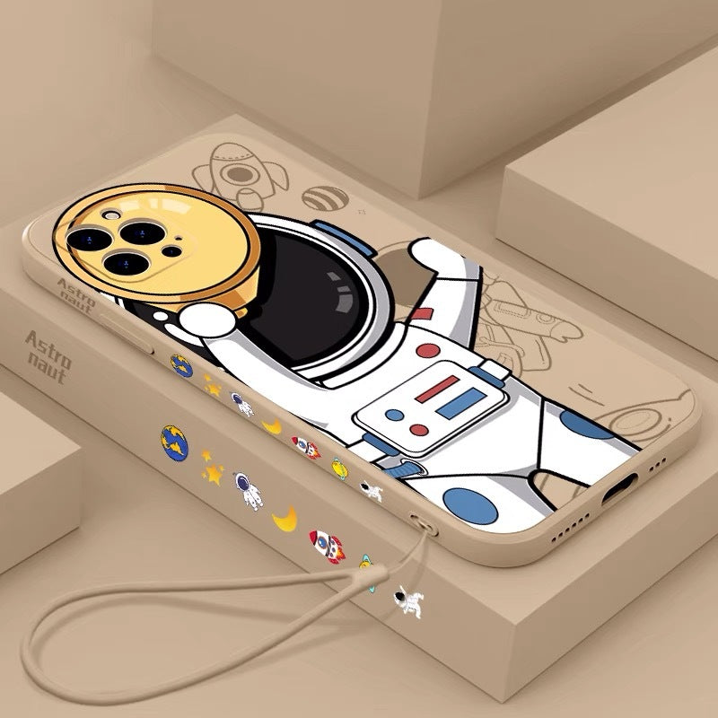 Съвместим с, карикатура на астронавт творчески планета силиконов калъф за телефон