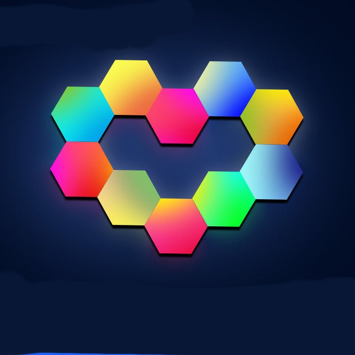 カラフルな色を変えるゲーム雰囲気スマート量子光誘導ハニカムベッドルームウォールランプ