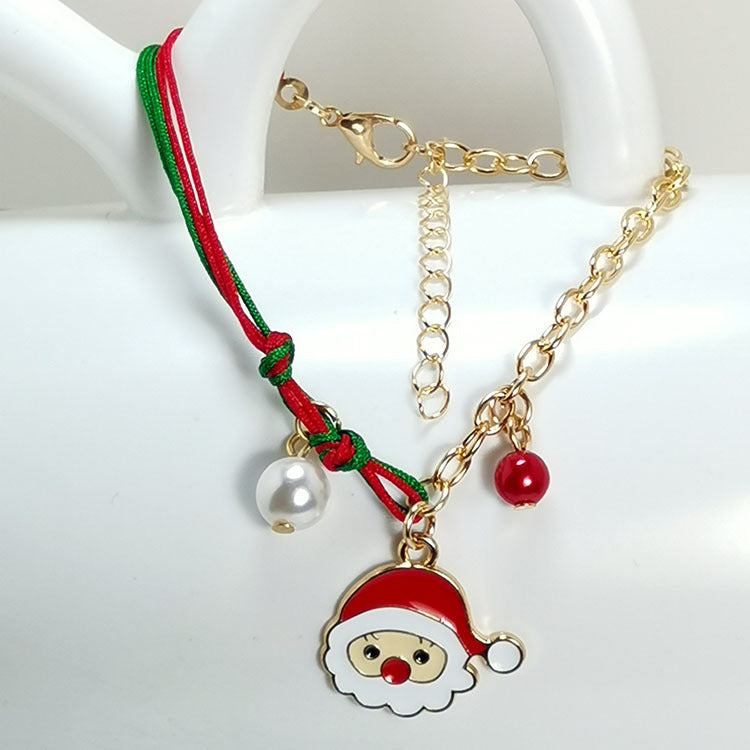 Nuevo muñeco de nieve de Navidad Santa Claus Flake Snowflake Pulsera de alce Regalo de Navidad Pulsero de la cadena de la cadena de la cadena para mujeres Regalo de moda de Año Nuevo