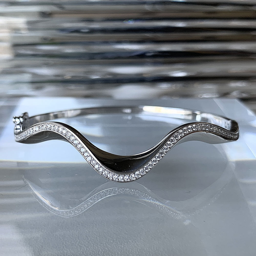 Sterling Silver Big Wave Geometric Bracelet