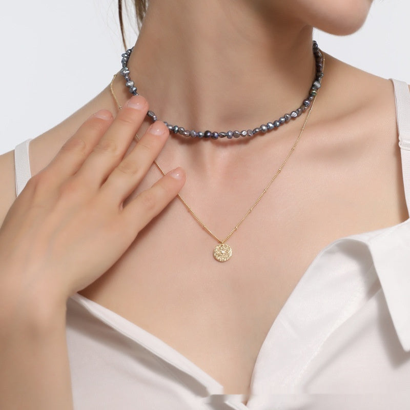 Conception d'origine Natural Natural Water Pearl Collier Clicule Chaîne Twin Light Luxury Series