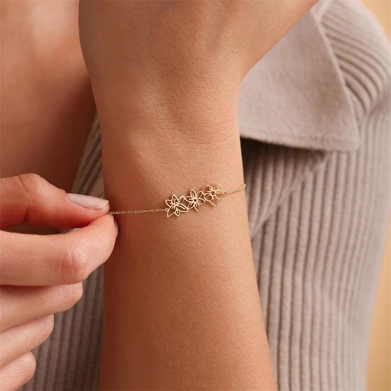 Pulsera de flores minimalistas y versátiles nacidas en diciembre