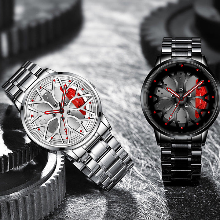 Fashion trend wiel remklauw hoogwaardige waterdichte lichtgevende kwarts horloge