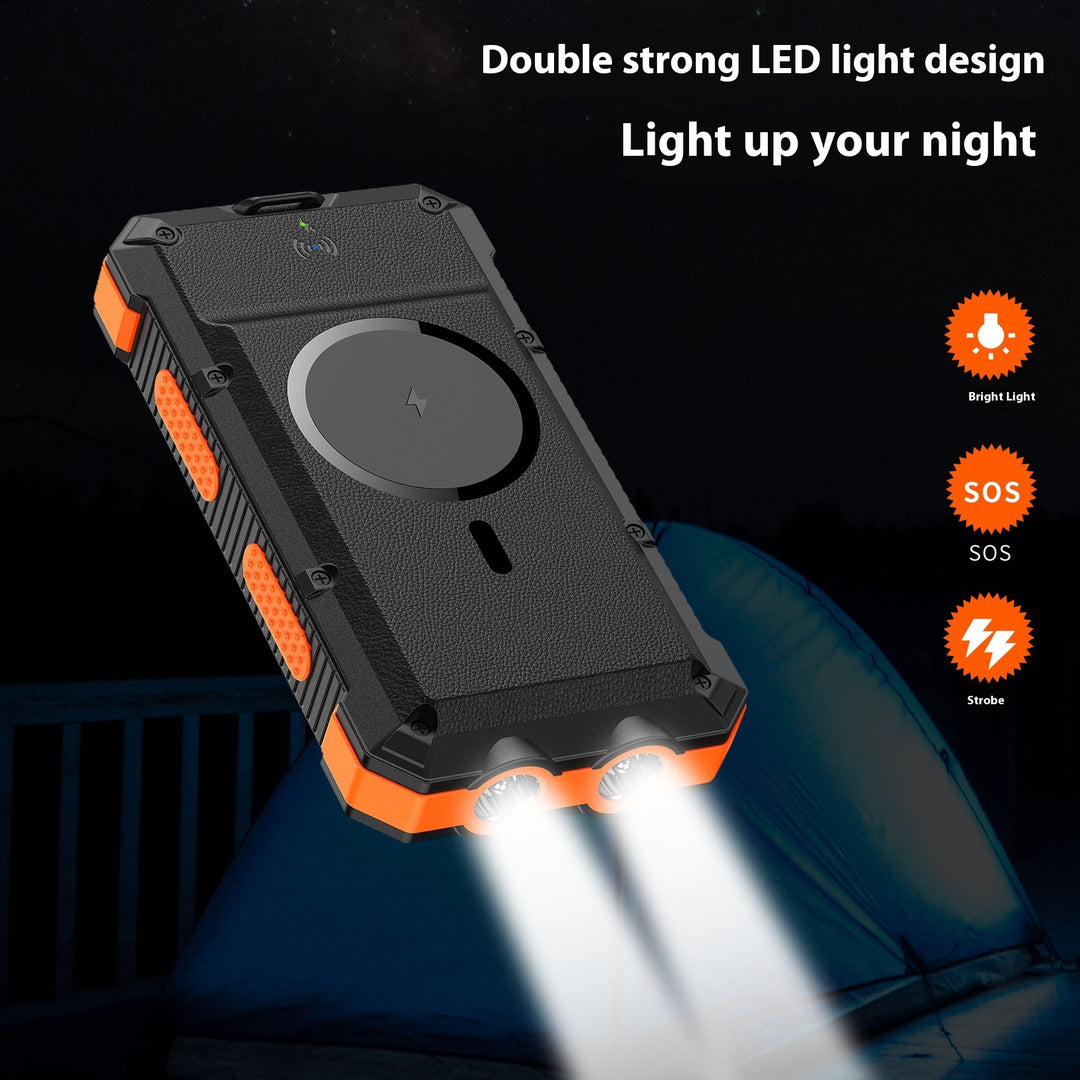 Solar Magnetic Wireless Charger Power Bank 20000 MA Outdoor Lighting Waterproof