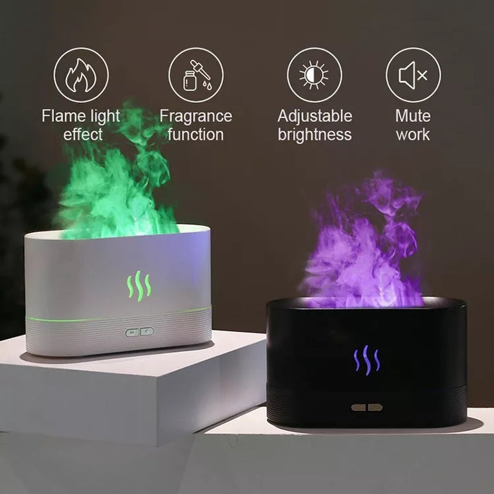 2022 A legkeresettebb USB ultrahangos lánggal hangszóró LED RGB színes illóolaj tűz láng aroma diffúzor