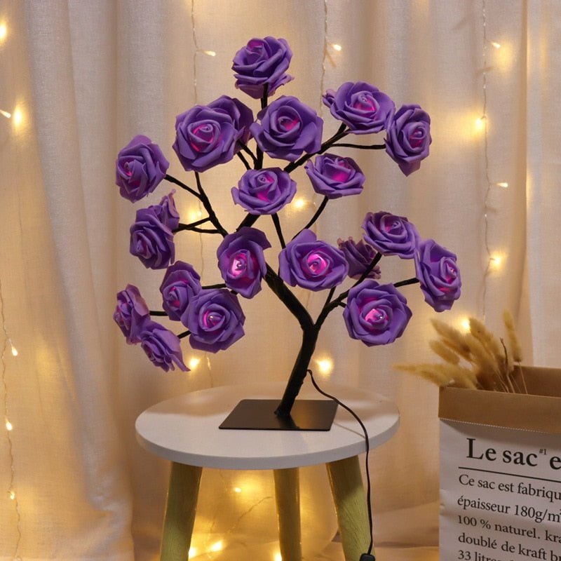 Декорация на лампа за розово дърво в спалня роза