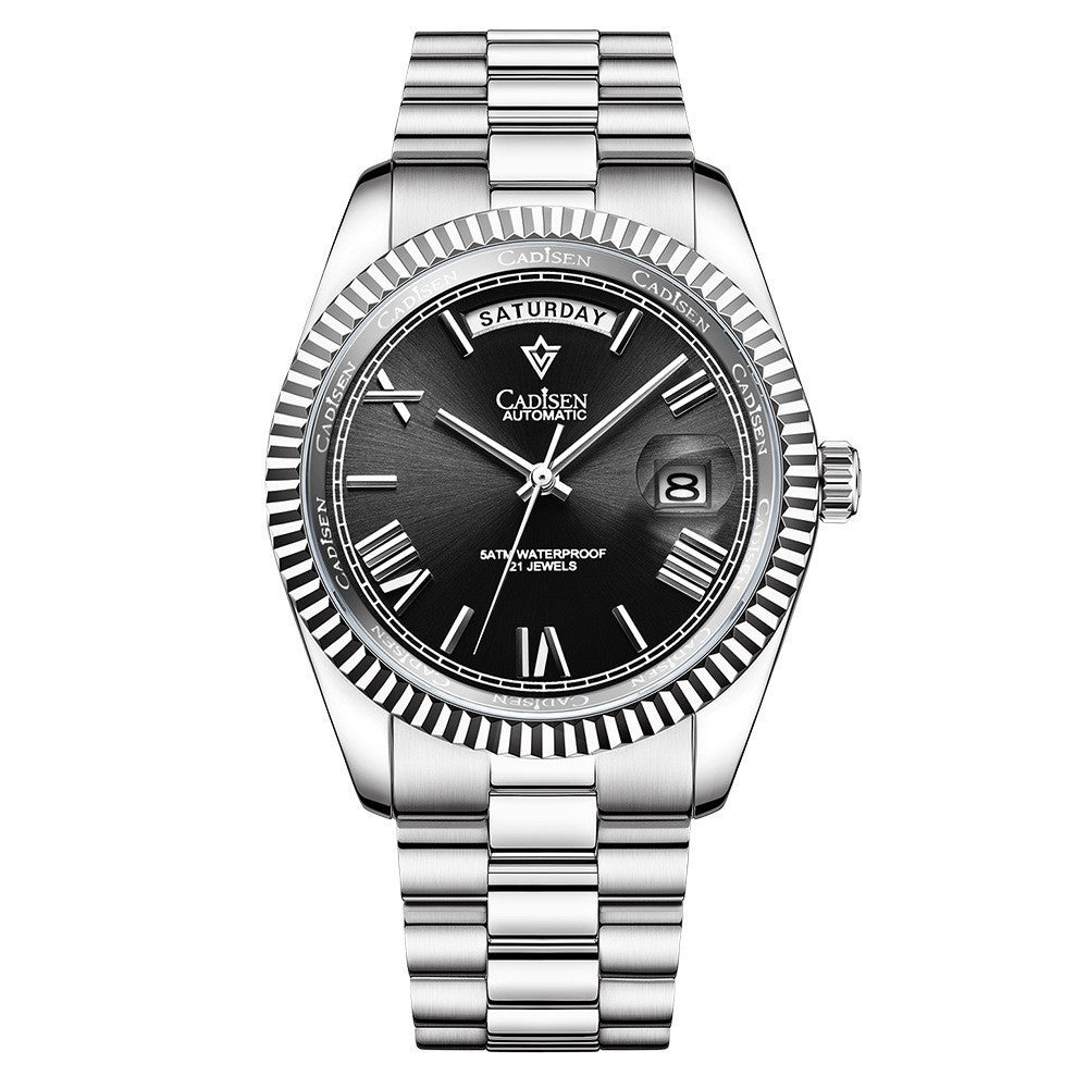 Shell en acier inoxydable automatique Mécanique des hommes Sapphire Calendrier Watch