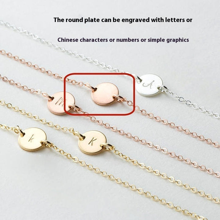 S925 Sterling Silver Round Card Engraved Necklace