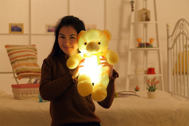 Yaratıcı ışık LED oyuncak ayı doldurulmuş hayvanlar peluş oyuncak renkli parlayan Noel hediyesi çocuklar için yastık