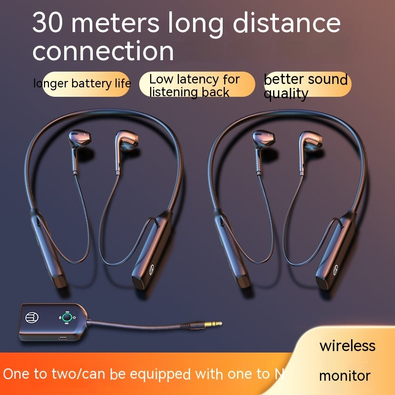 Draadloze monitor geluidskaart met nek gemonteerde Bluetooth-headset