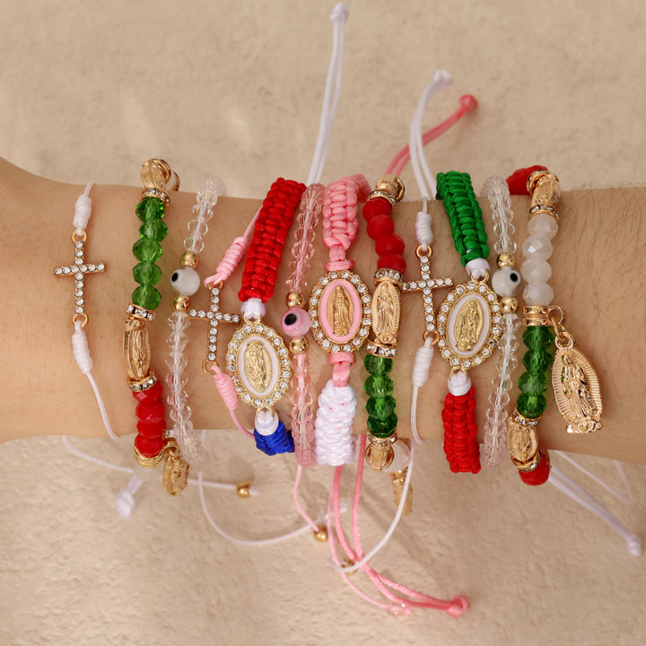 Cross Border Hot Selling Four Piece Set of Bohemian Style Virgin Mary Beaded Rope Set Armbånd